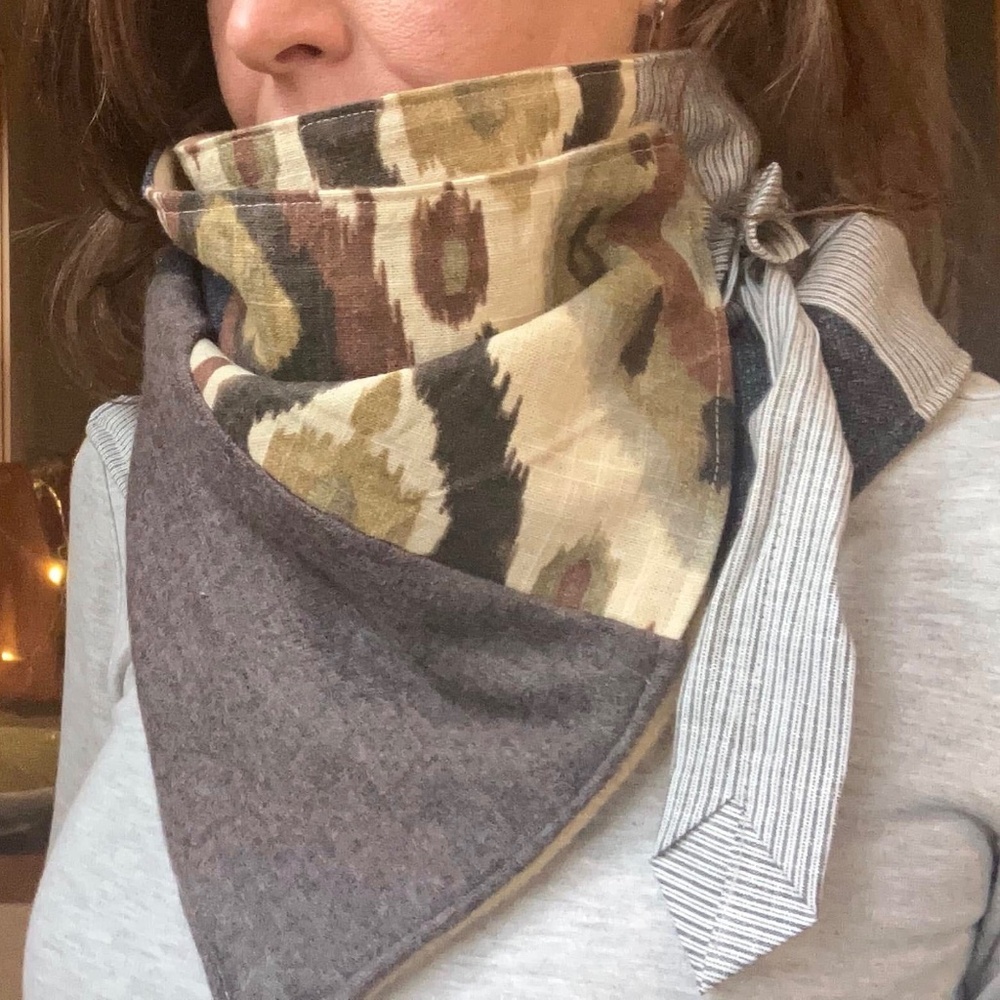 Handmade Reversible Scarf Vest Shawl – Upcycled Wool, Cashmere & Cotton Blend